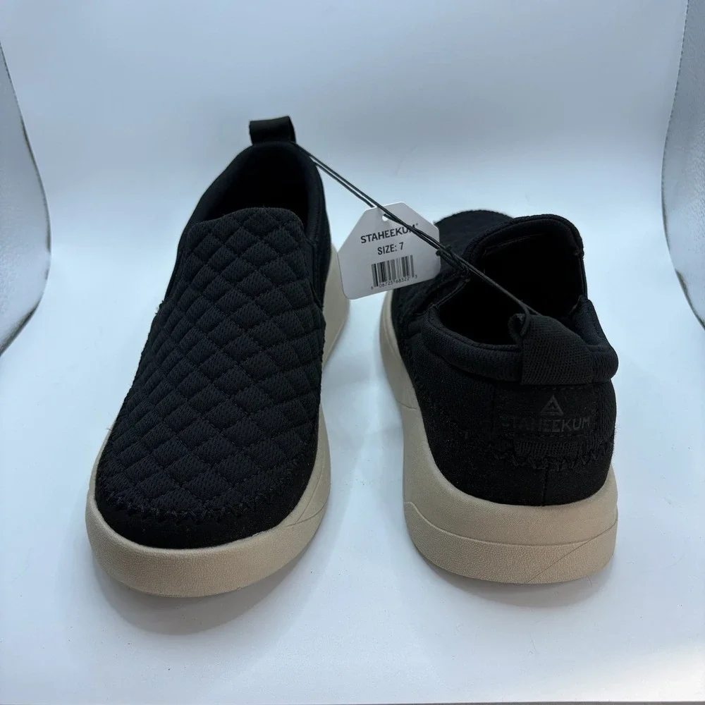 Staheekum Womens Quilted Slip On‎ Size 7 Black Shoe NEW